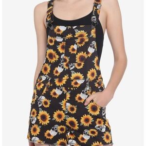 Sunflower Skull Print Shortalls Sz Small